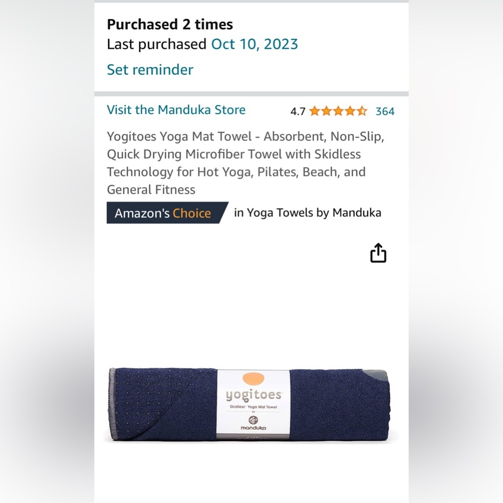 Yogitoes Yoga Mat Towel - Absorbent, Non-Slip, Quick Drying Microfiber T…
